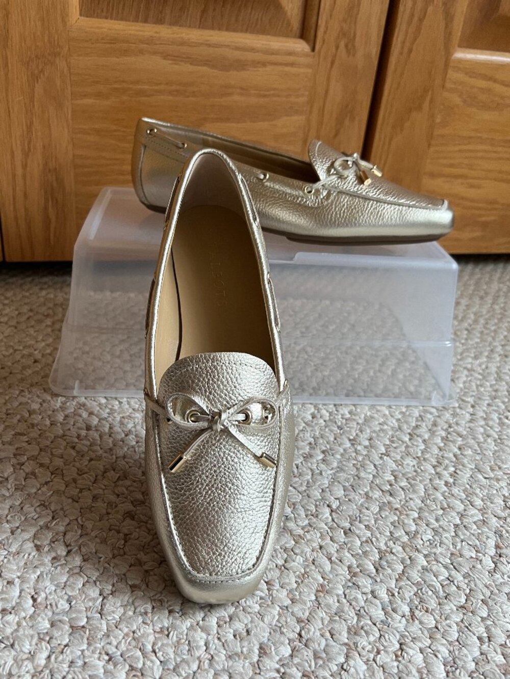 TALBOTS -- Becca Tie Metallic Soft Pebble Flats -- NEW with Box